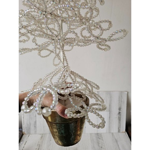 Vintage beaded mini tree unique Xmas tabletop potted iridescent decor large - Picture 7 of 7